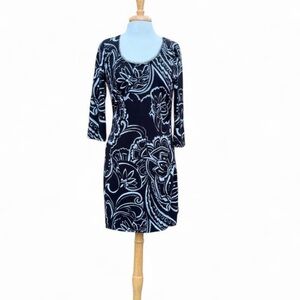 Vintage Elegant Black and White Floral Dress